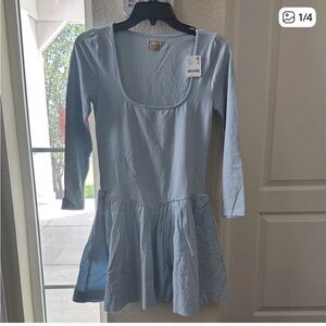 Free People Sky Blue Long Sleeve Dress